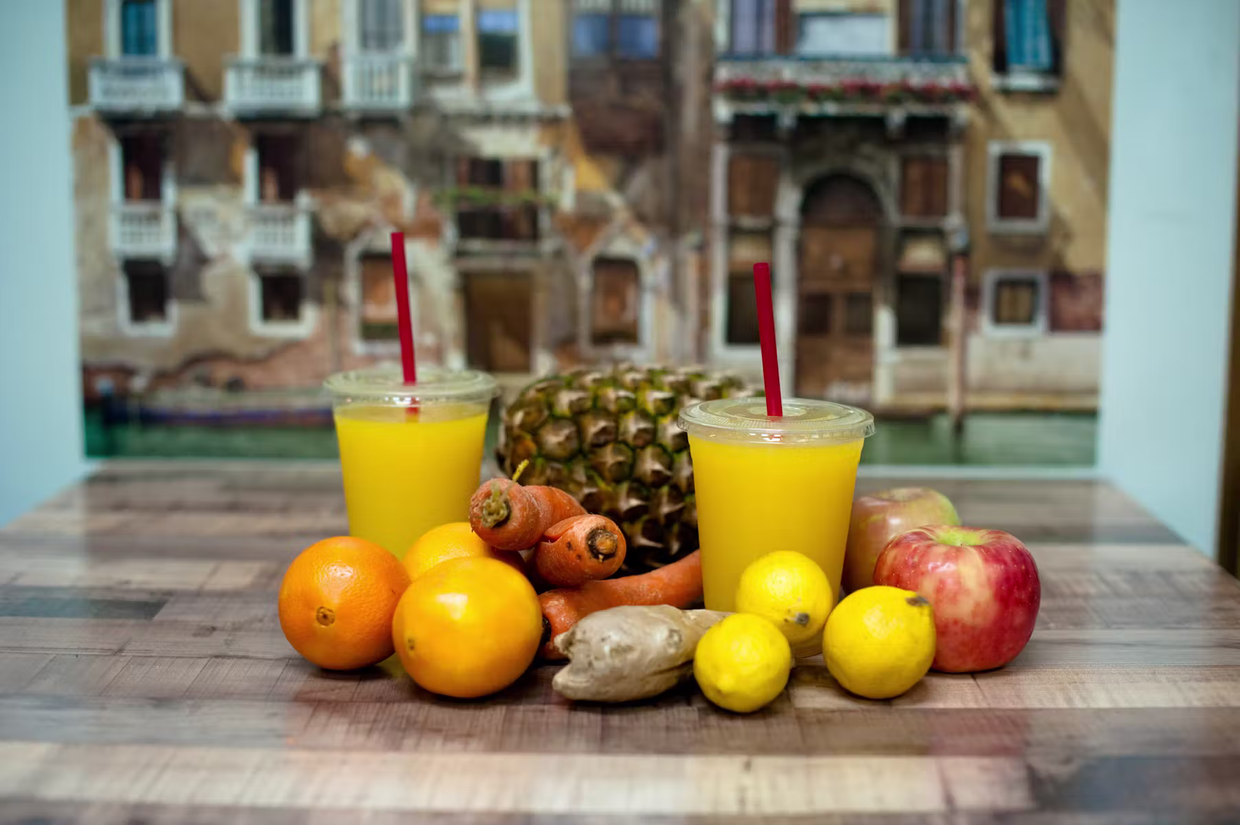 Fresh juice with fruits and vegetables