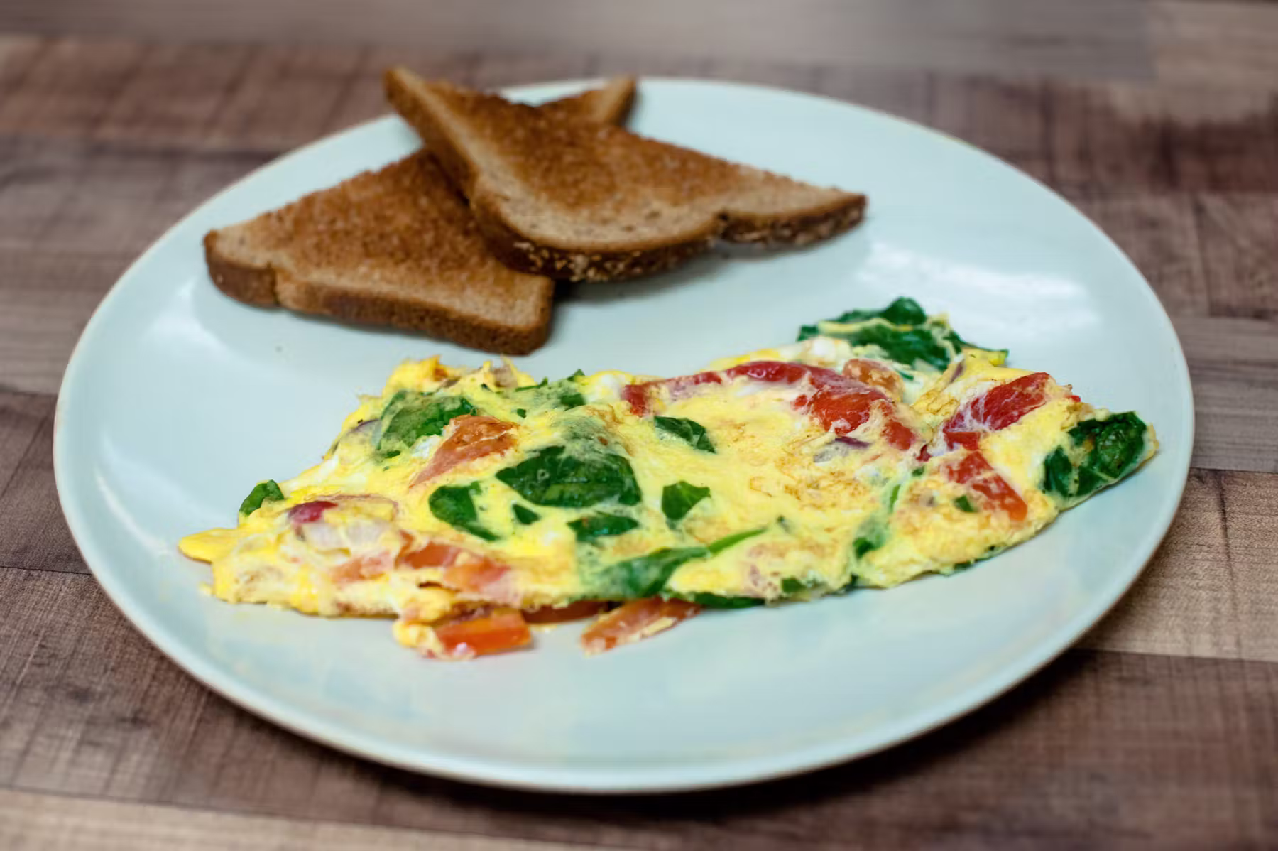 Omelette with toast on a plate